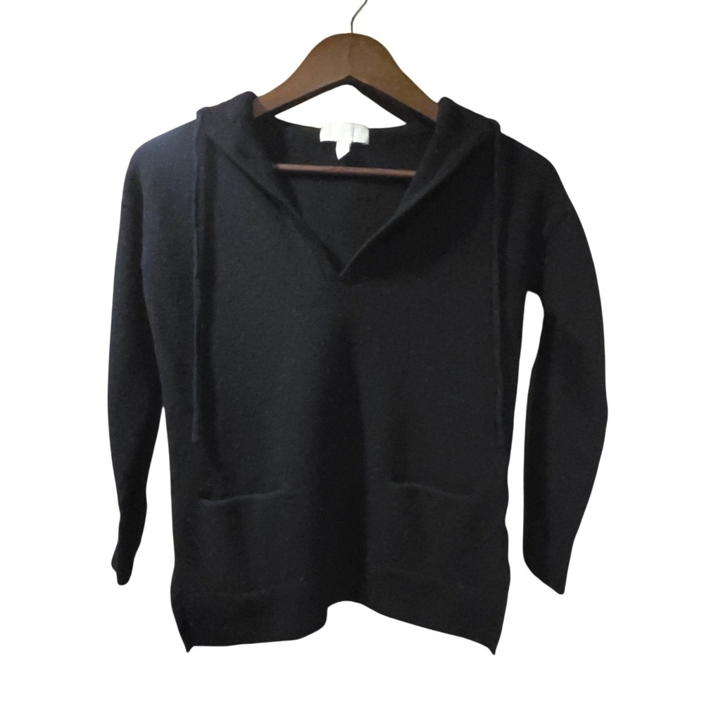 The White Company Lounge Black 100% Merino Wool Hoodie Sweater XS LKCHTABK